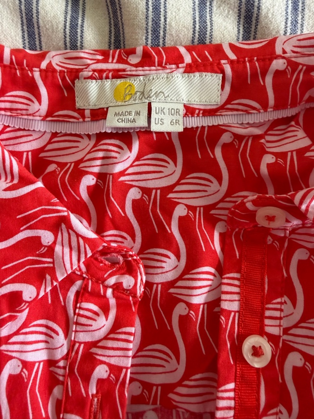 Boden Red Pink Flamingo Bird Sophia Shirt Dress Retro Fit and Flare Poplin - Picture 2 of 7